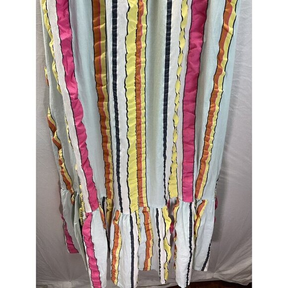 NEW J CREW Tiered MIDI Sun‎ Dress Sleeveless Striped Colorful Size 12 - Picture 4 of 13